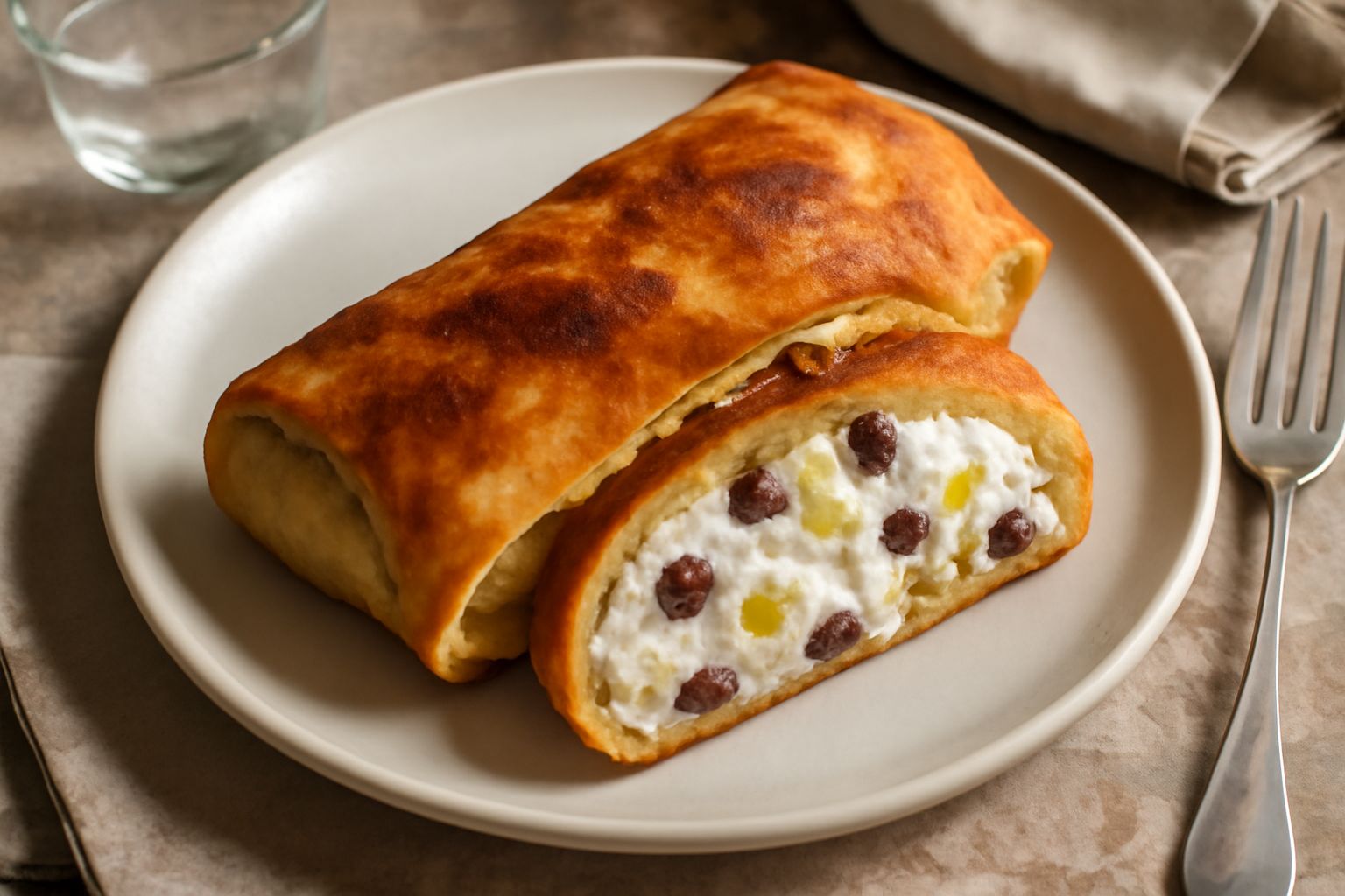 Scaccia con ricotta e uva passa