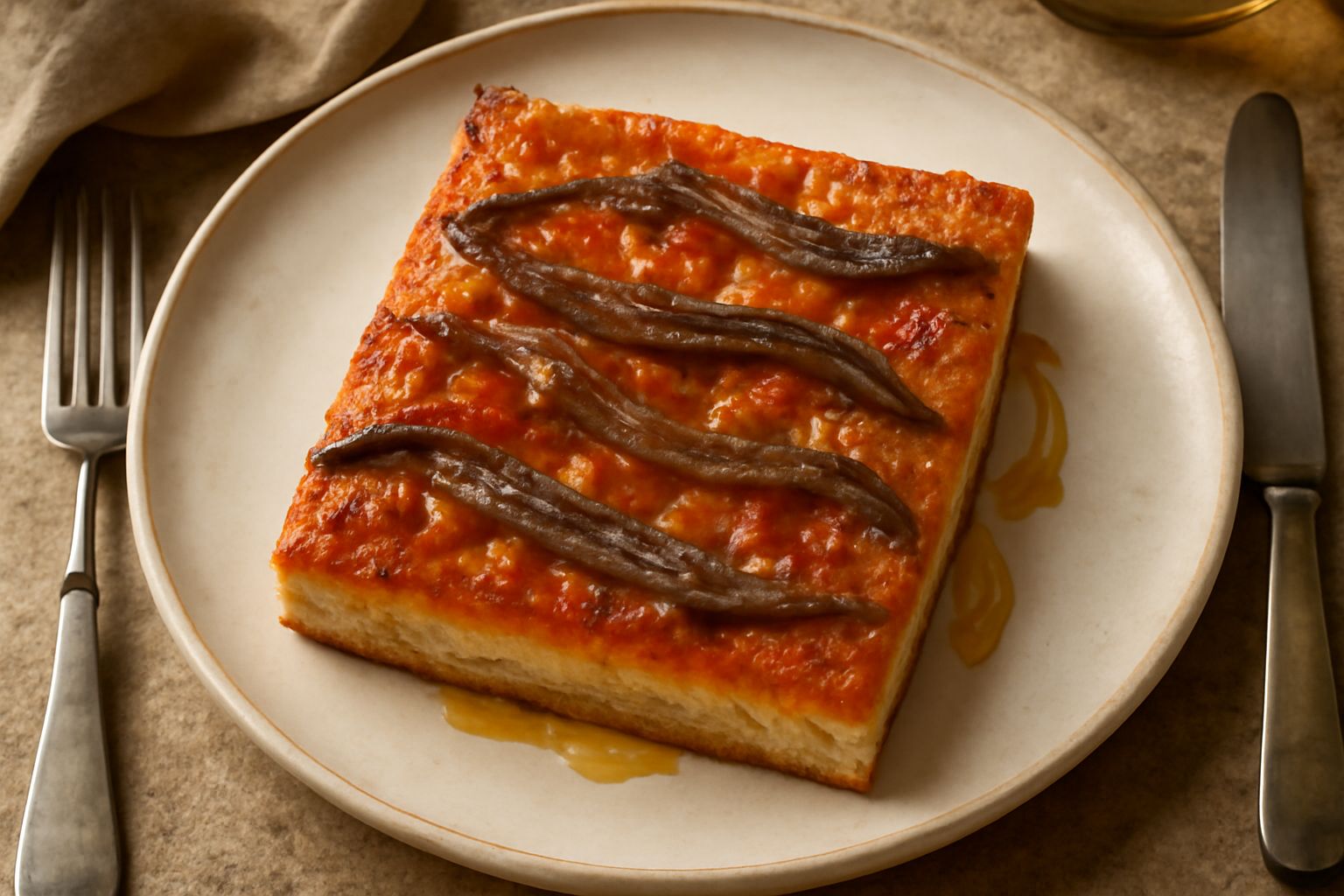 Sfincione con le acciughe