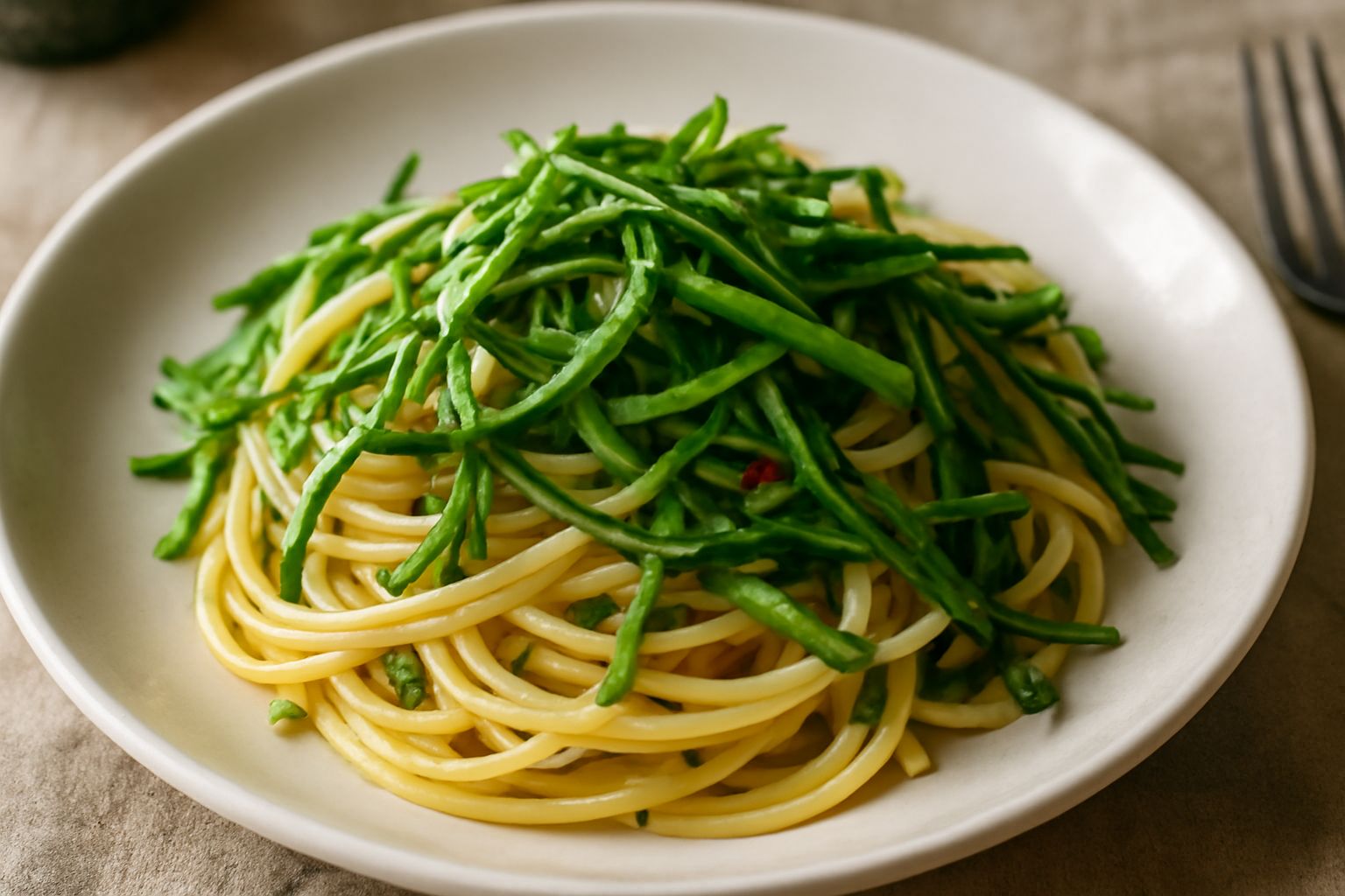 Spaghetti alla rucola selvatica