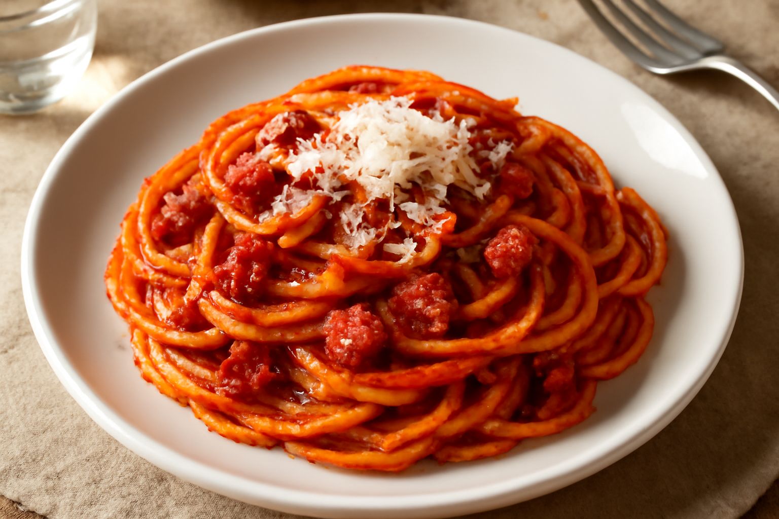 Spaghetti all'amatriciana Siciliana