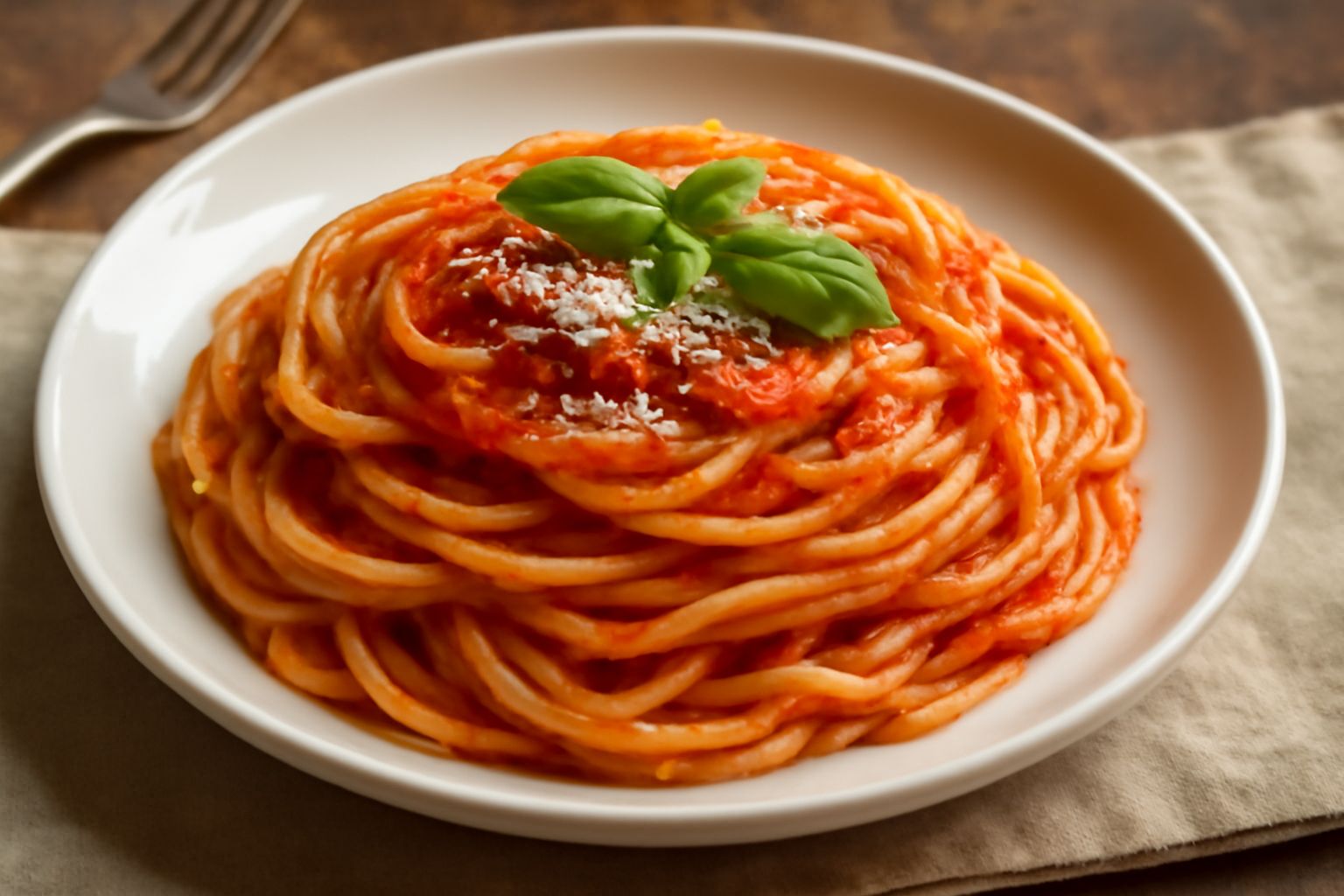 Spaghetti con salsa di pomodoro