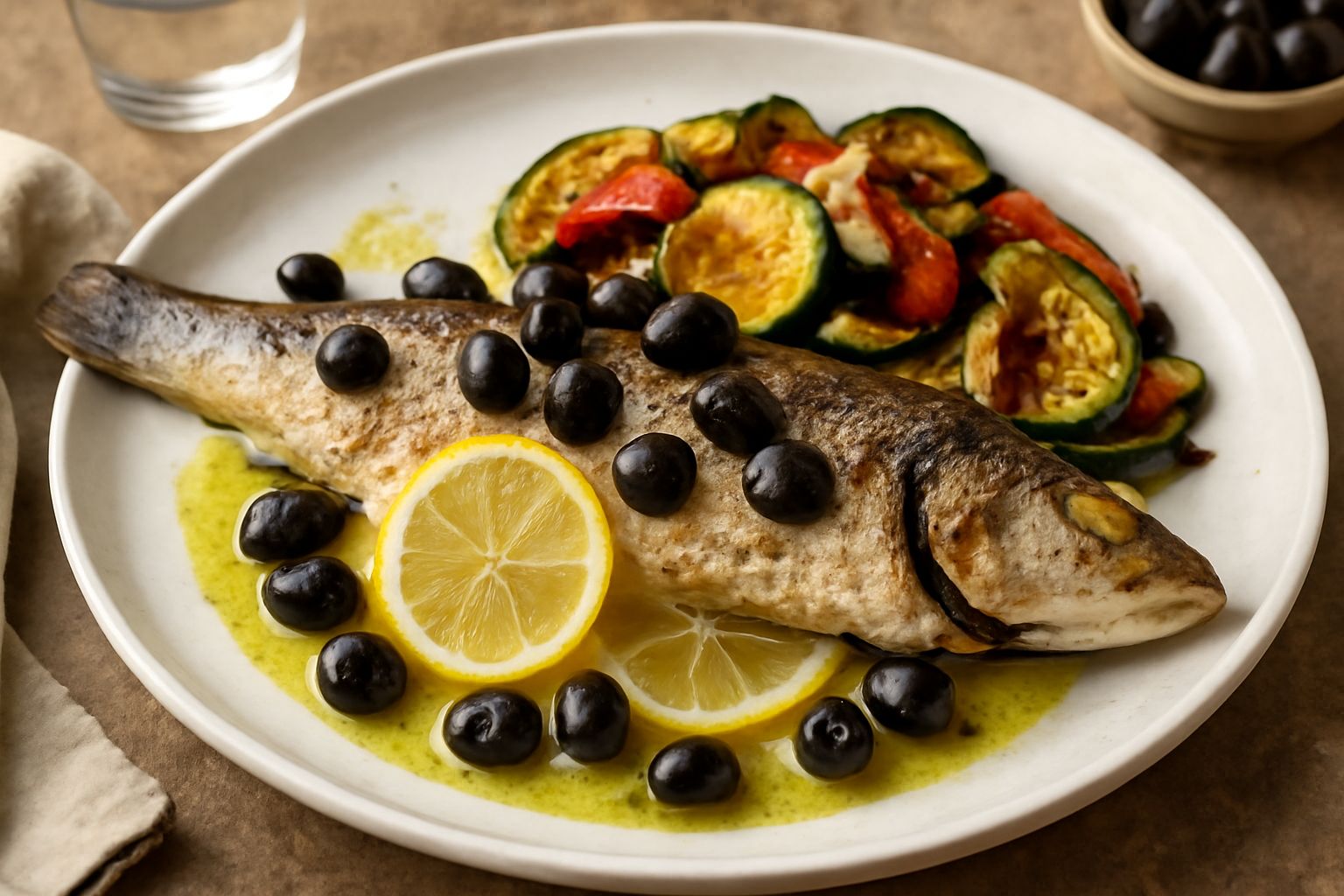 Spigola con olive