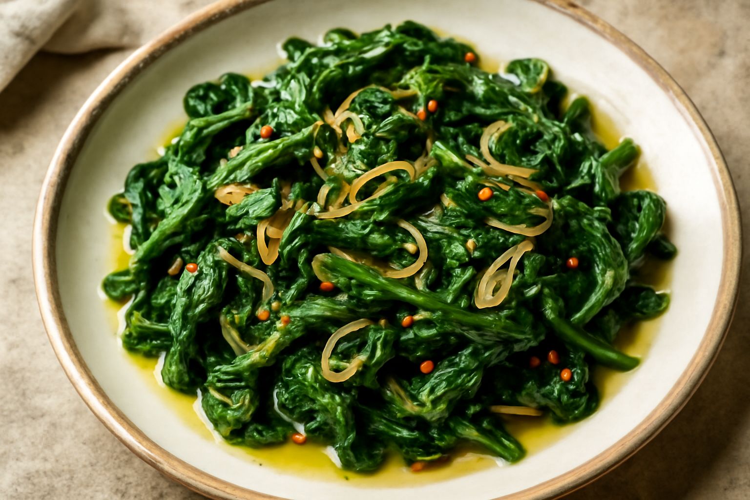 Spinaci all'aglio e olio