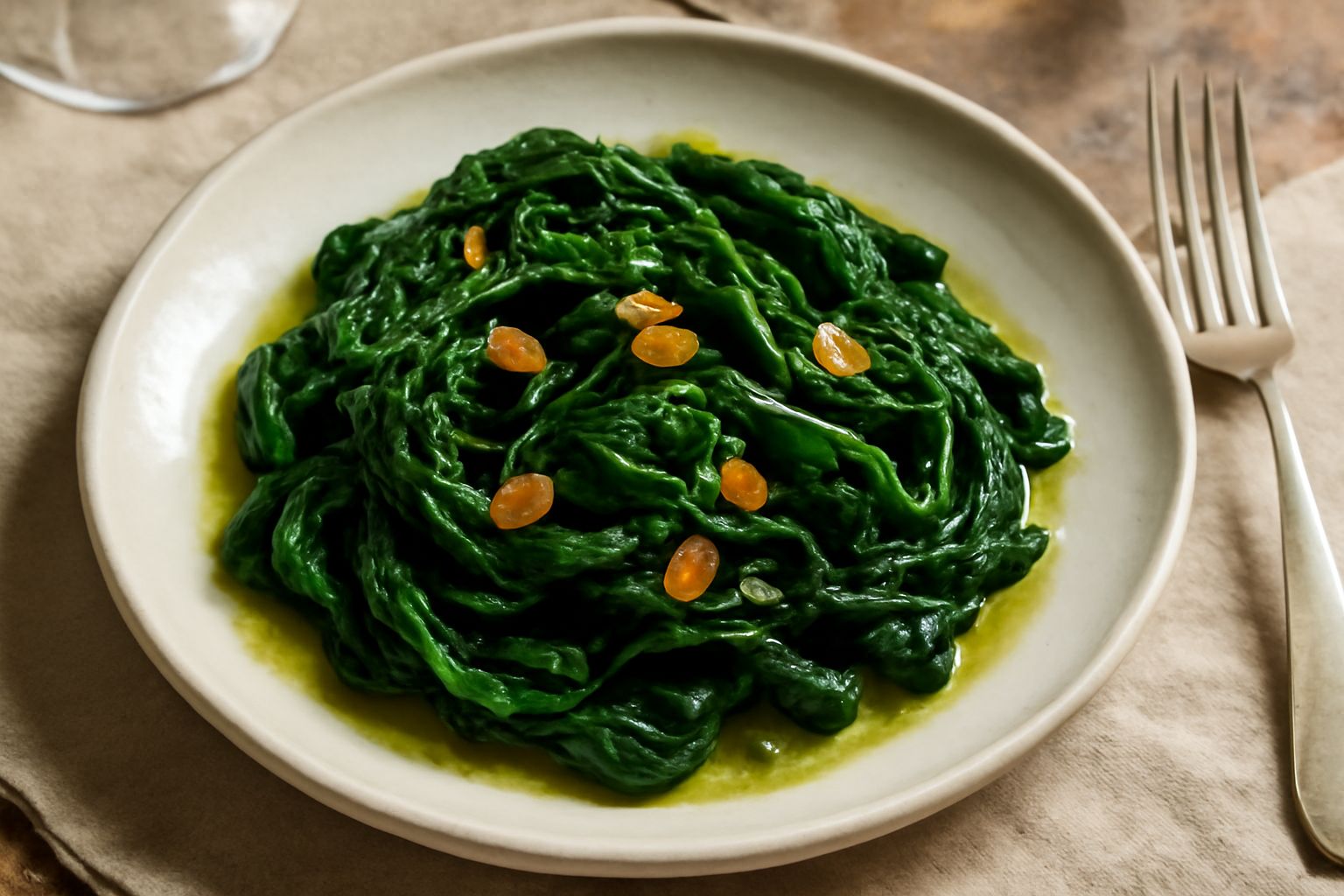 Spinaci con aglio e olio