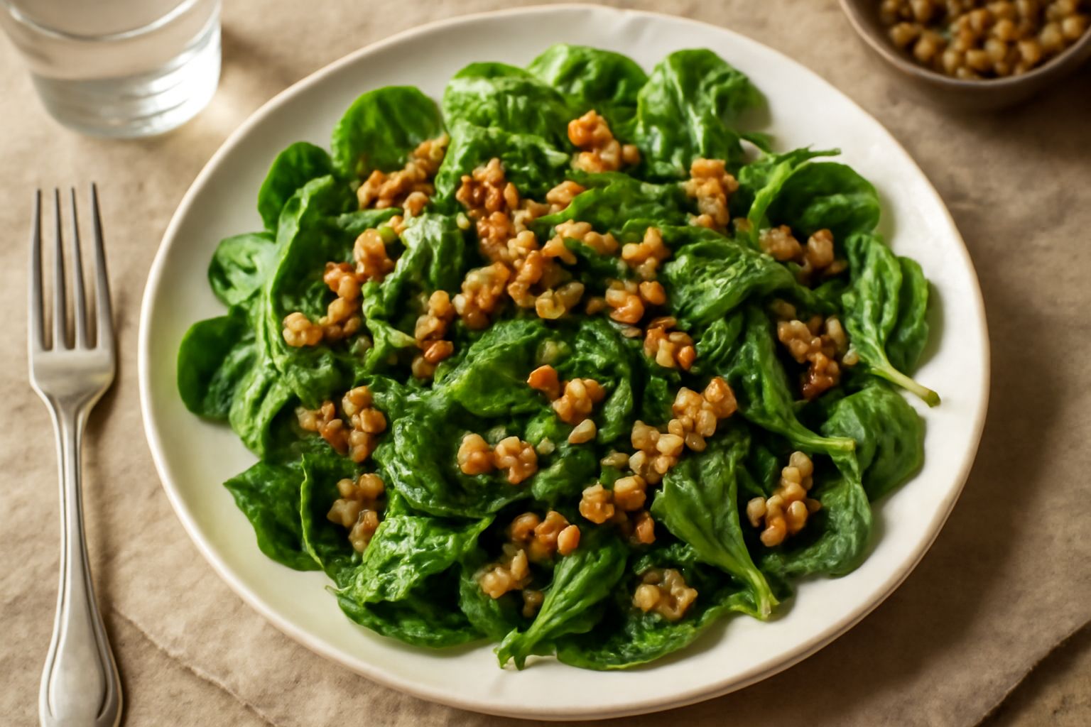 Spinaci crudi con noci