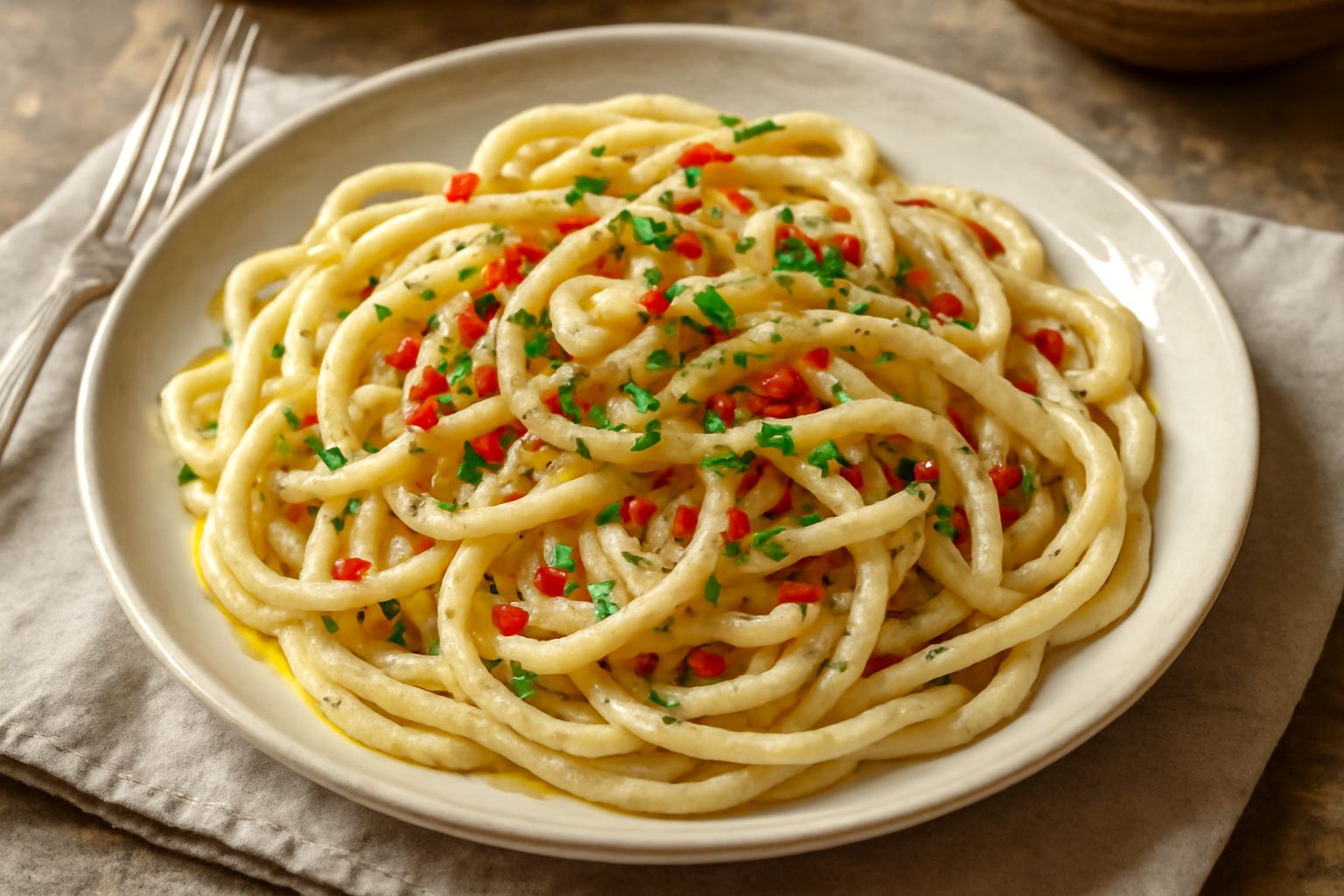 Strangozzi con aglio olio e peperoncino