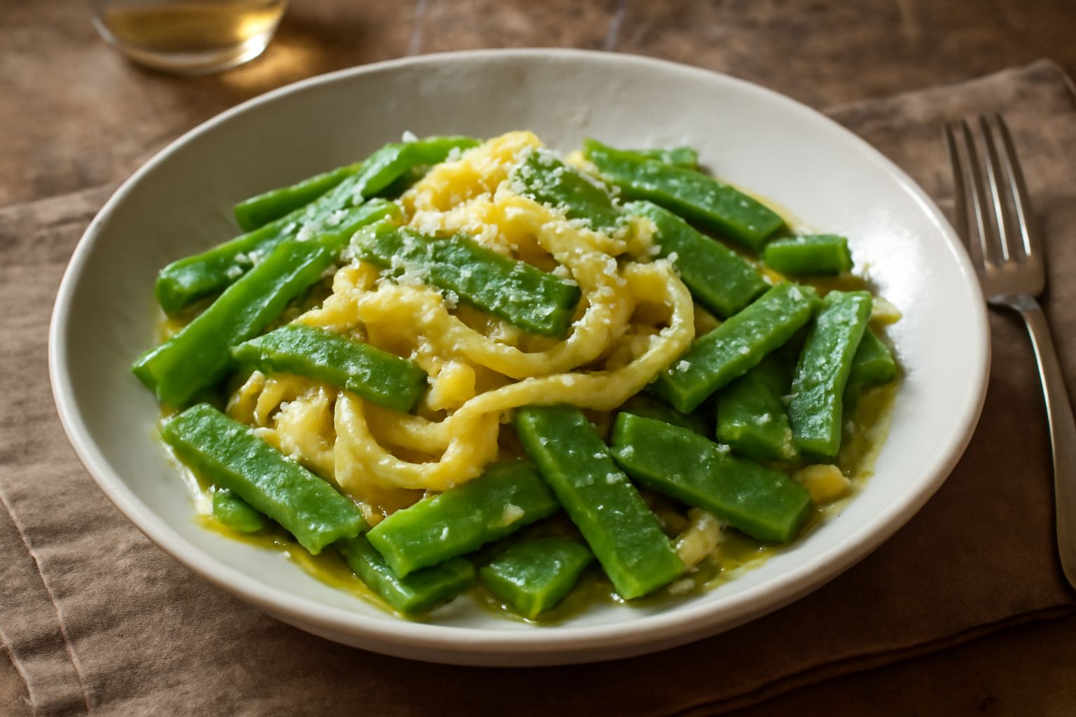 Taccole con pasta fresca