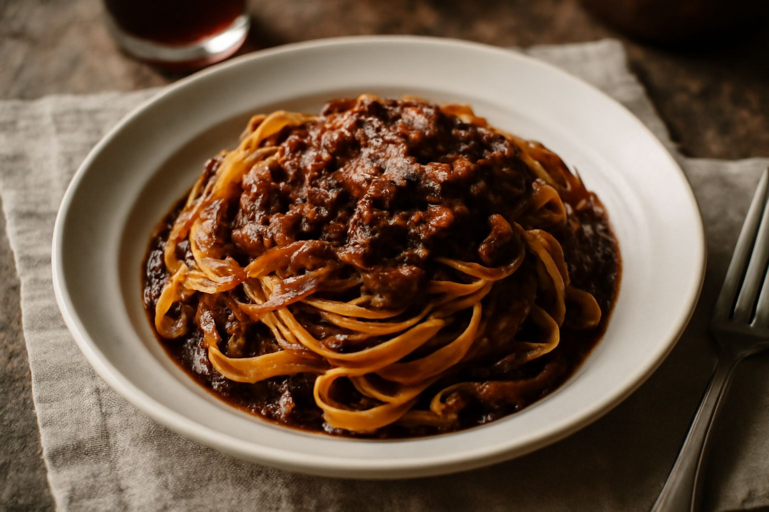 Tagliatelle al sugo di selvaggina