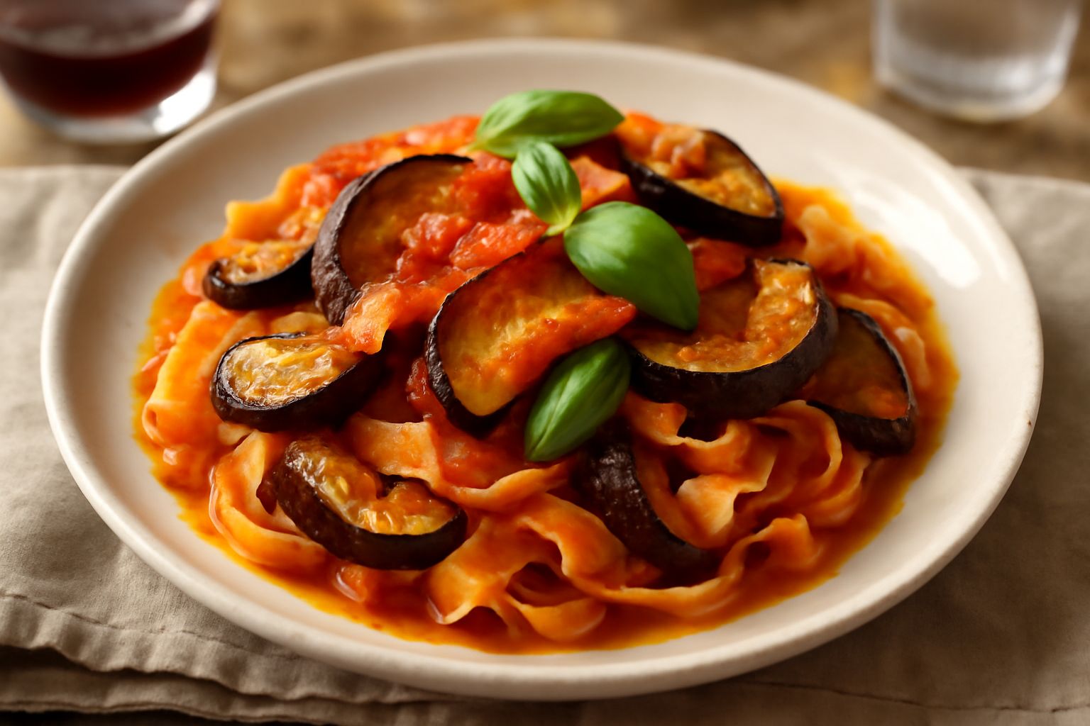 Tagliatelle con le melanzane