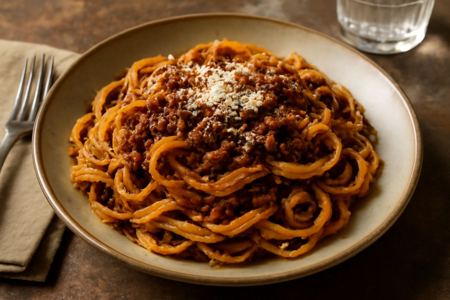 Tagliatelle con ragù siciliano