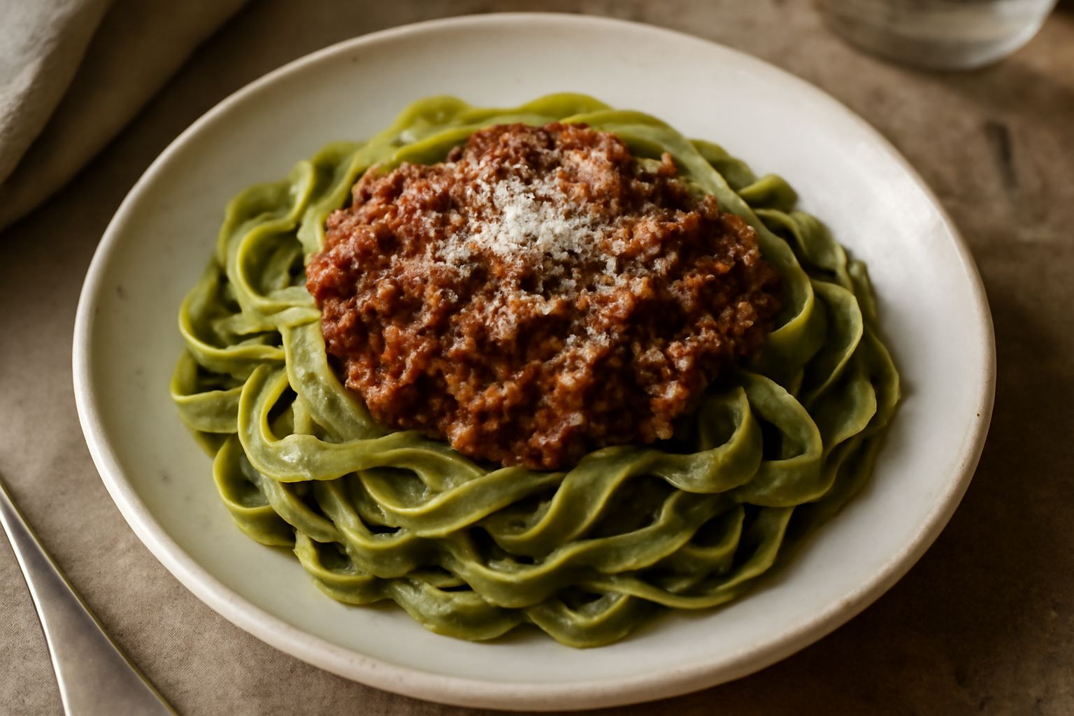 Tagliatelle verdi al ragù