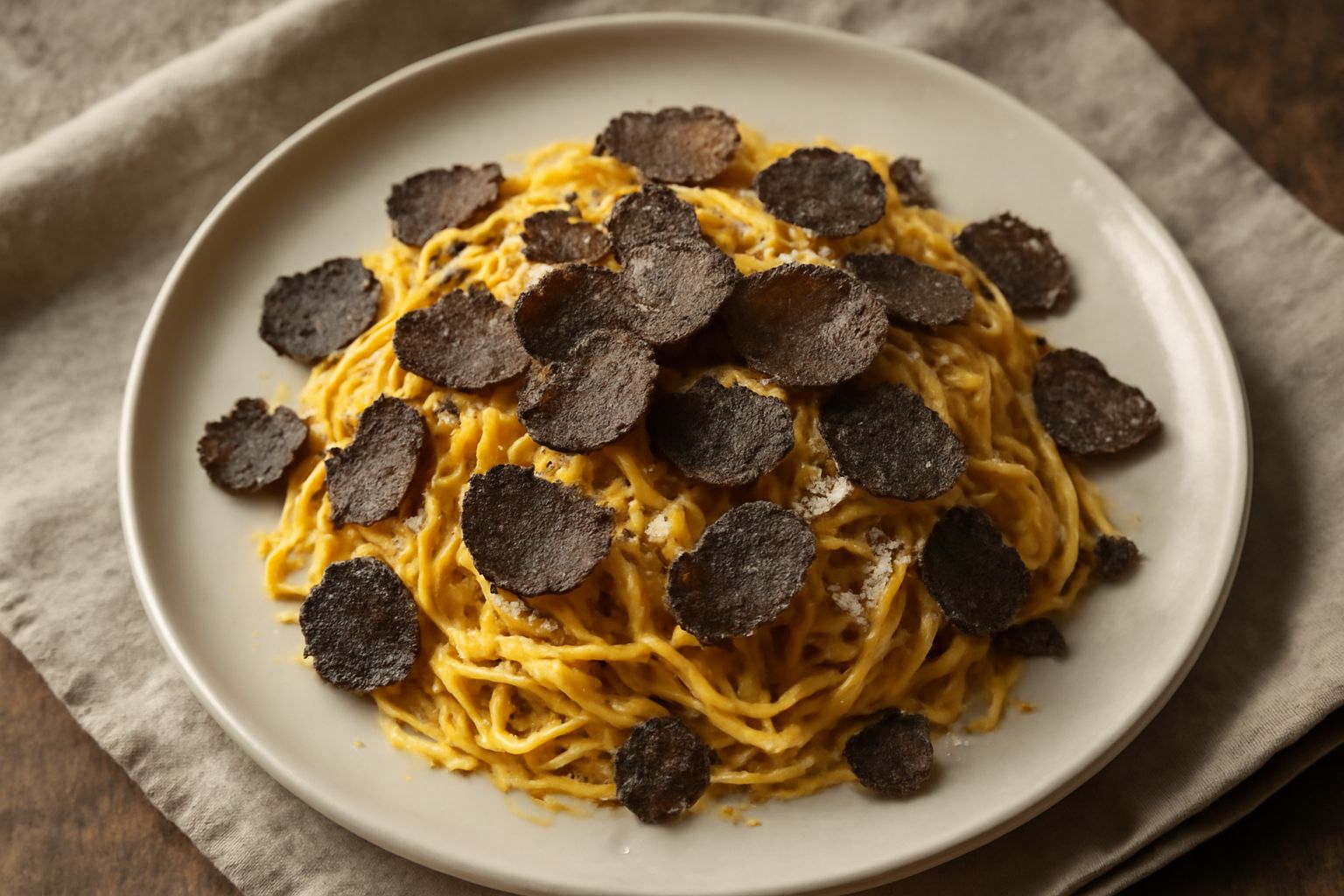 Tajarin al tartufo nero d'Alba