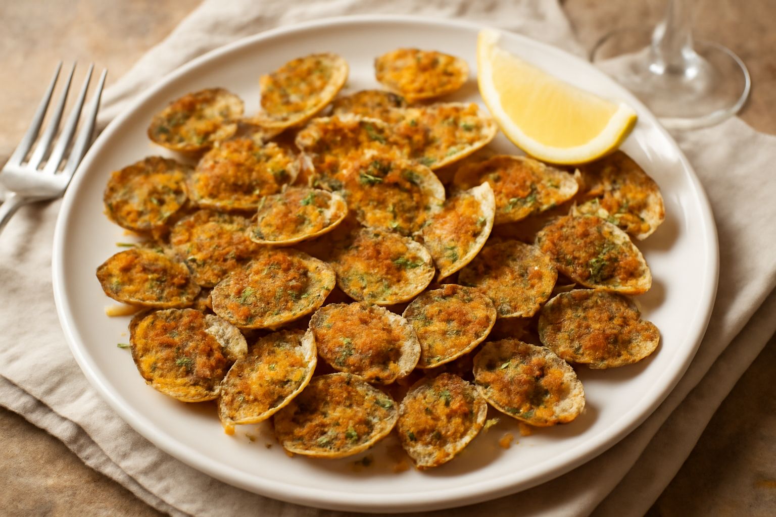 Telline gratinate: croccantezza marina che nutre muscoli e ossa con minerali preziosi