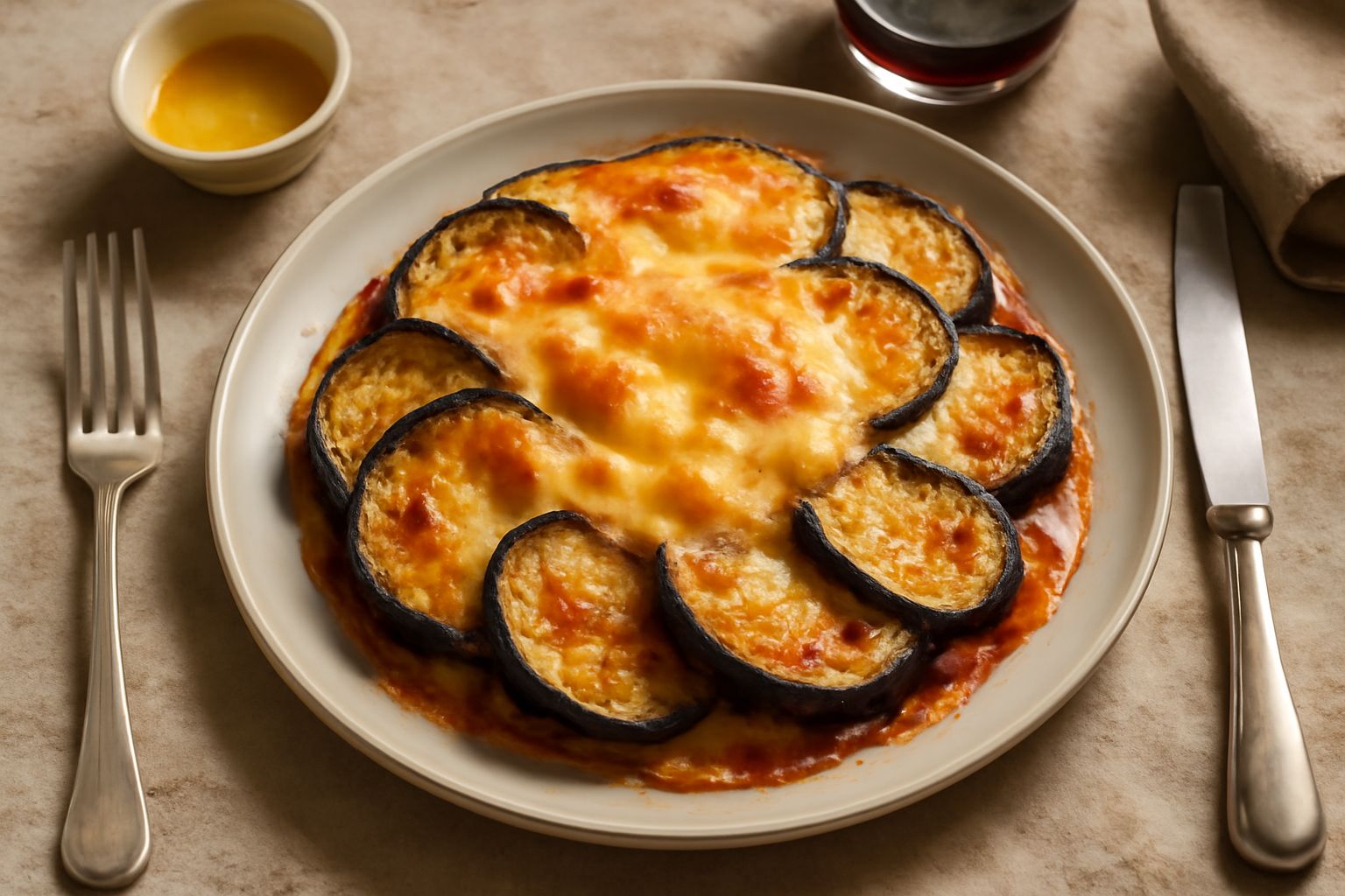 Tiella di melanzane e formaggio