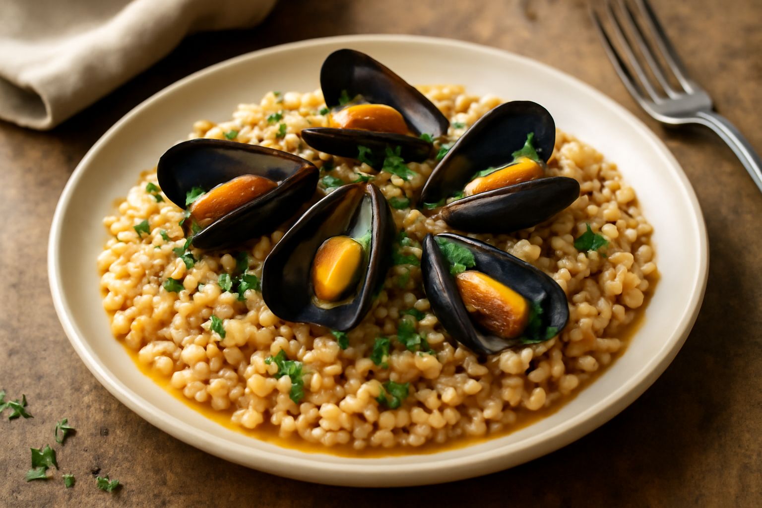 Tiella di orzo e cozze: cereale nutrito che accarezza con dolcezza marina