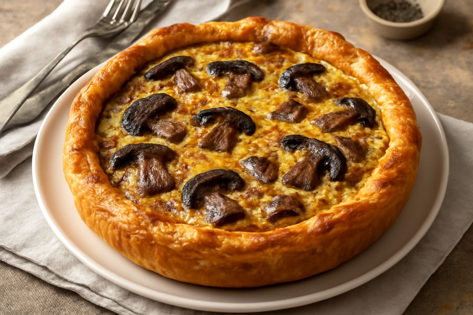 Torta salata di funghi porcini