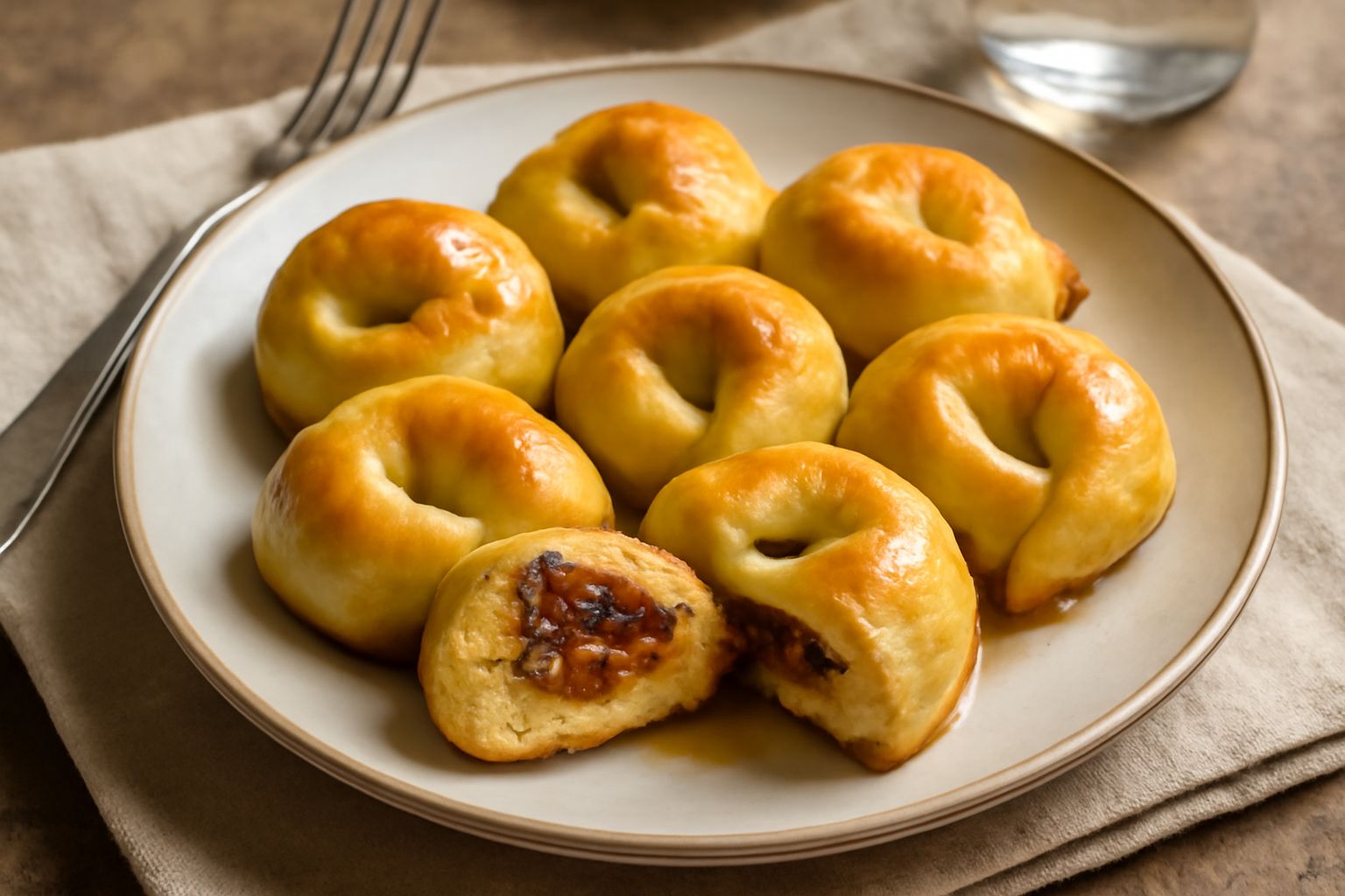 Tortellini dolci in pasta lievitata