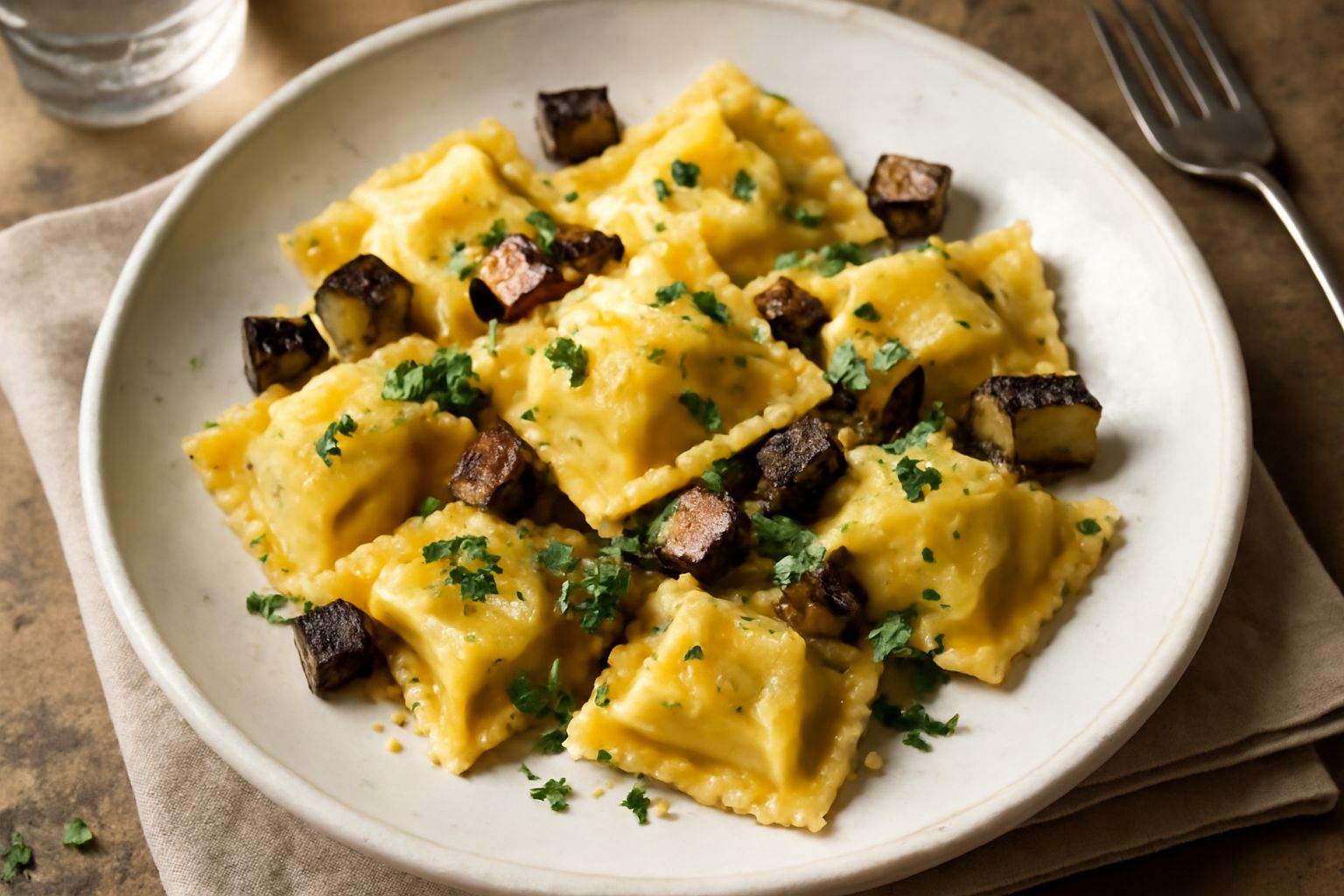 Tortelloni di ricotta e melanzana