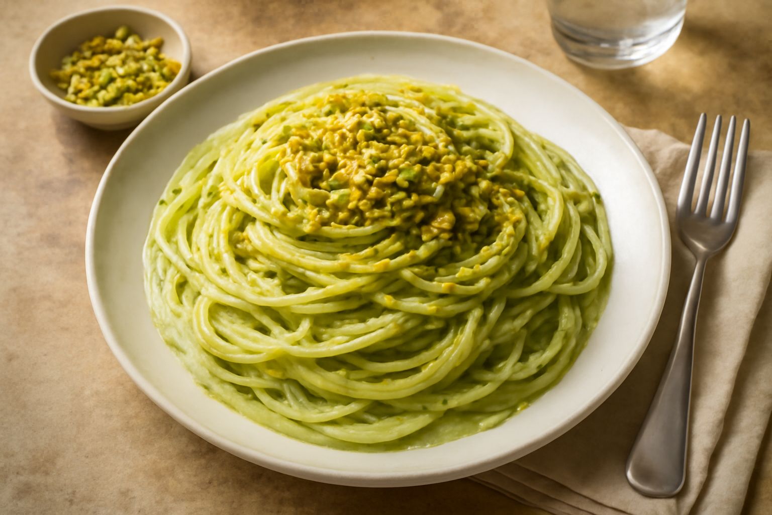 Trenette al pesto di pistacchio