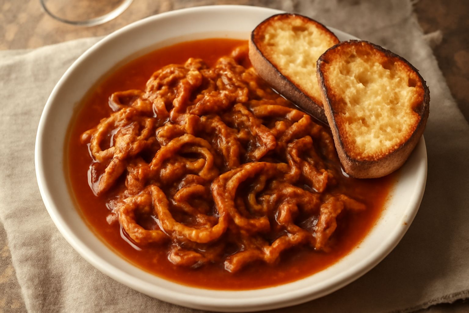 Trippa e pane tostato