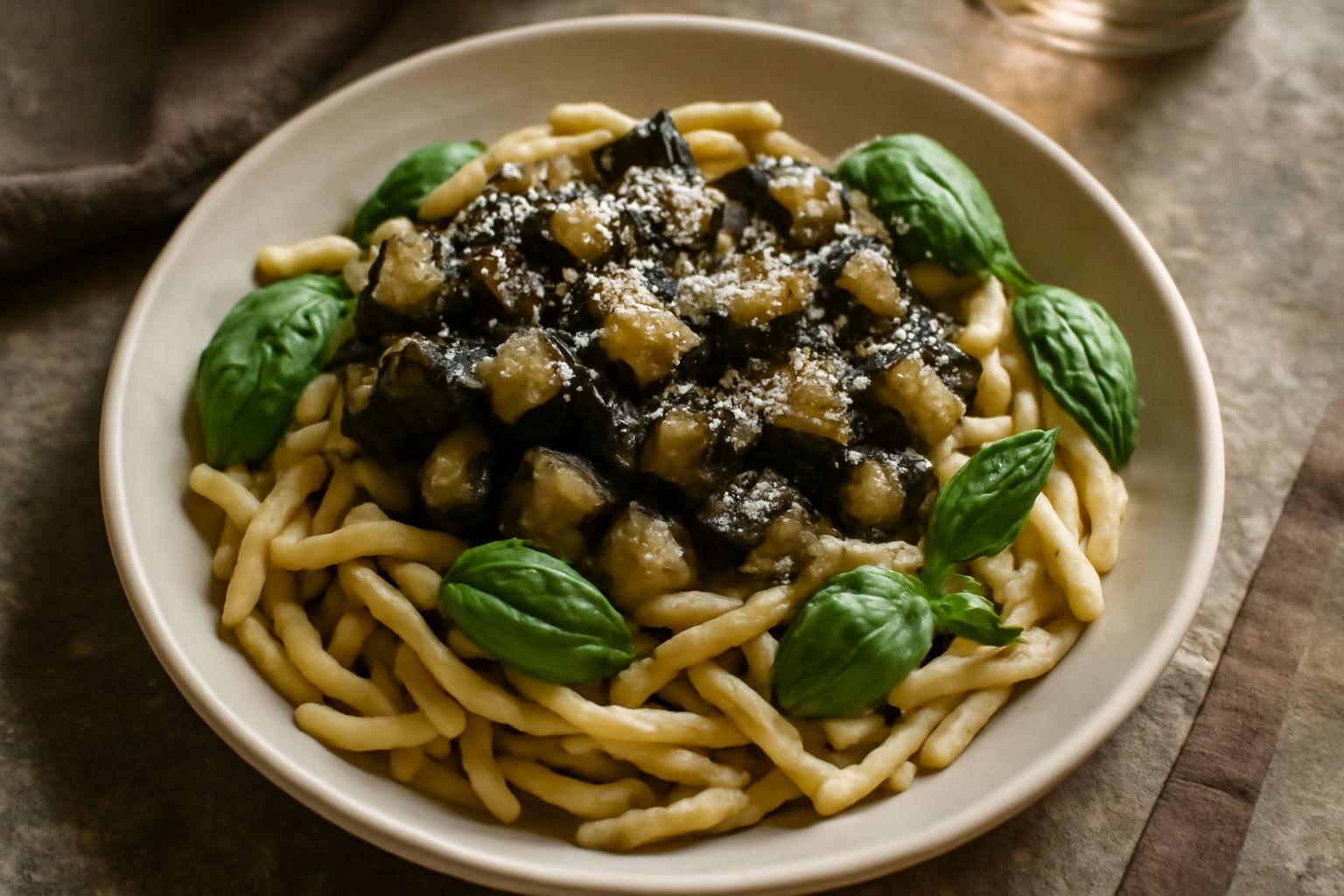 Trofie con le melanzane