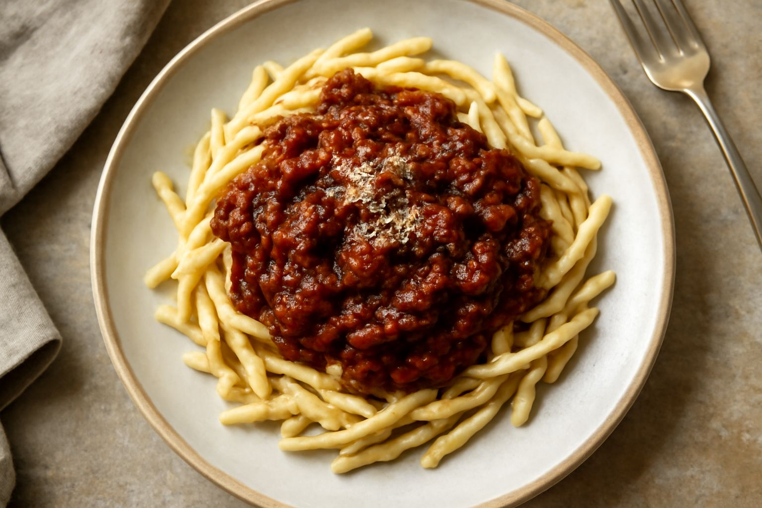 Trofie con ragù di melanzane