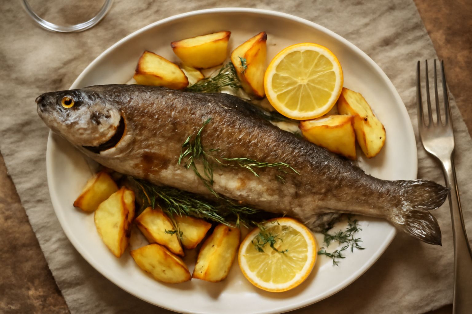 Trota al forno con erbe aromatiche