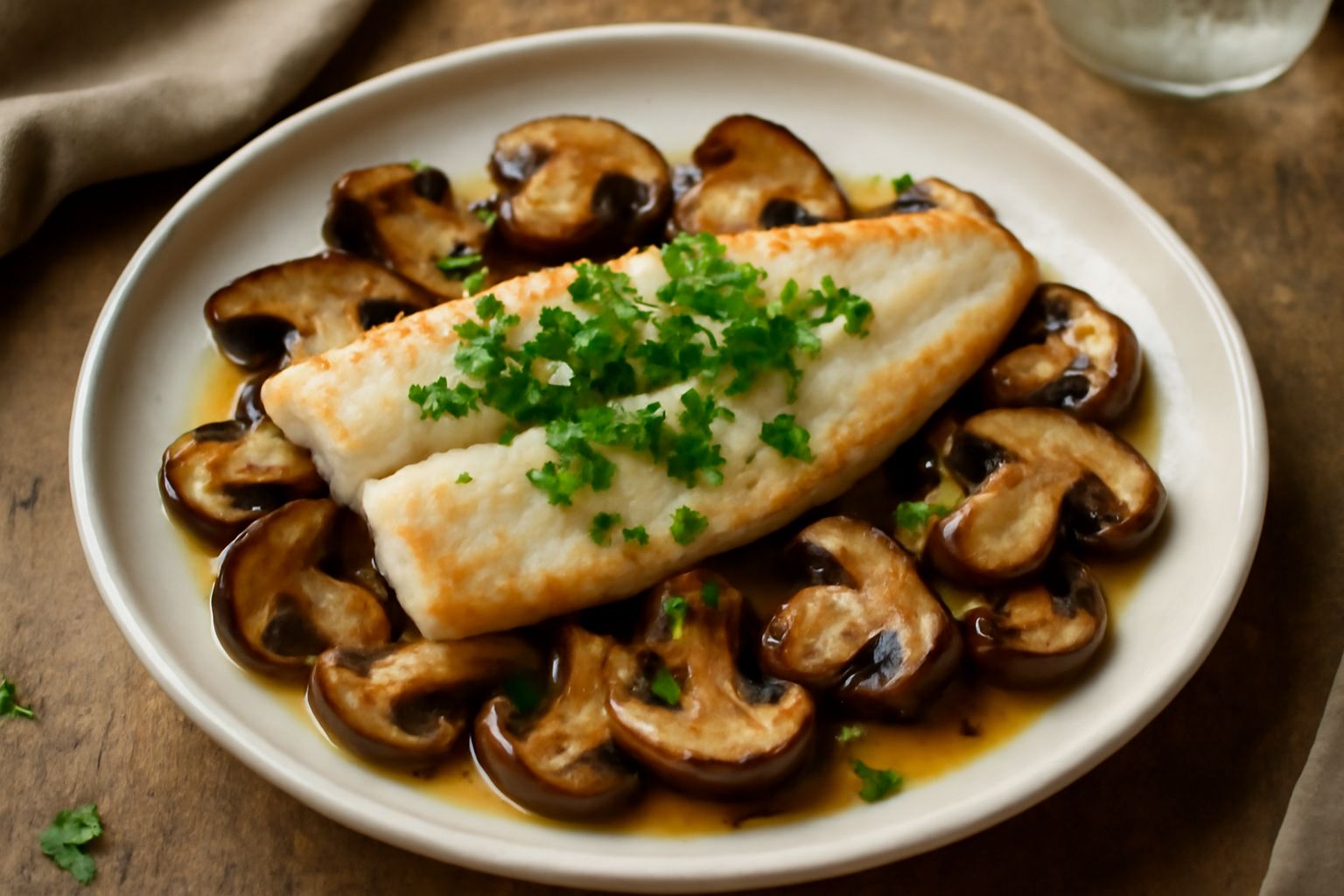 Trota con funghi porcini