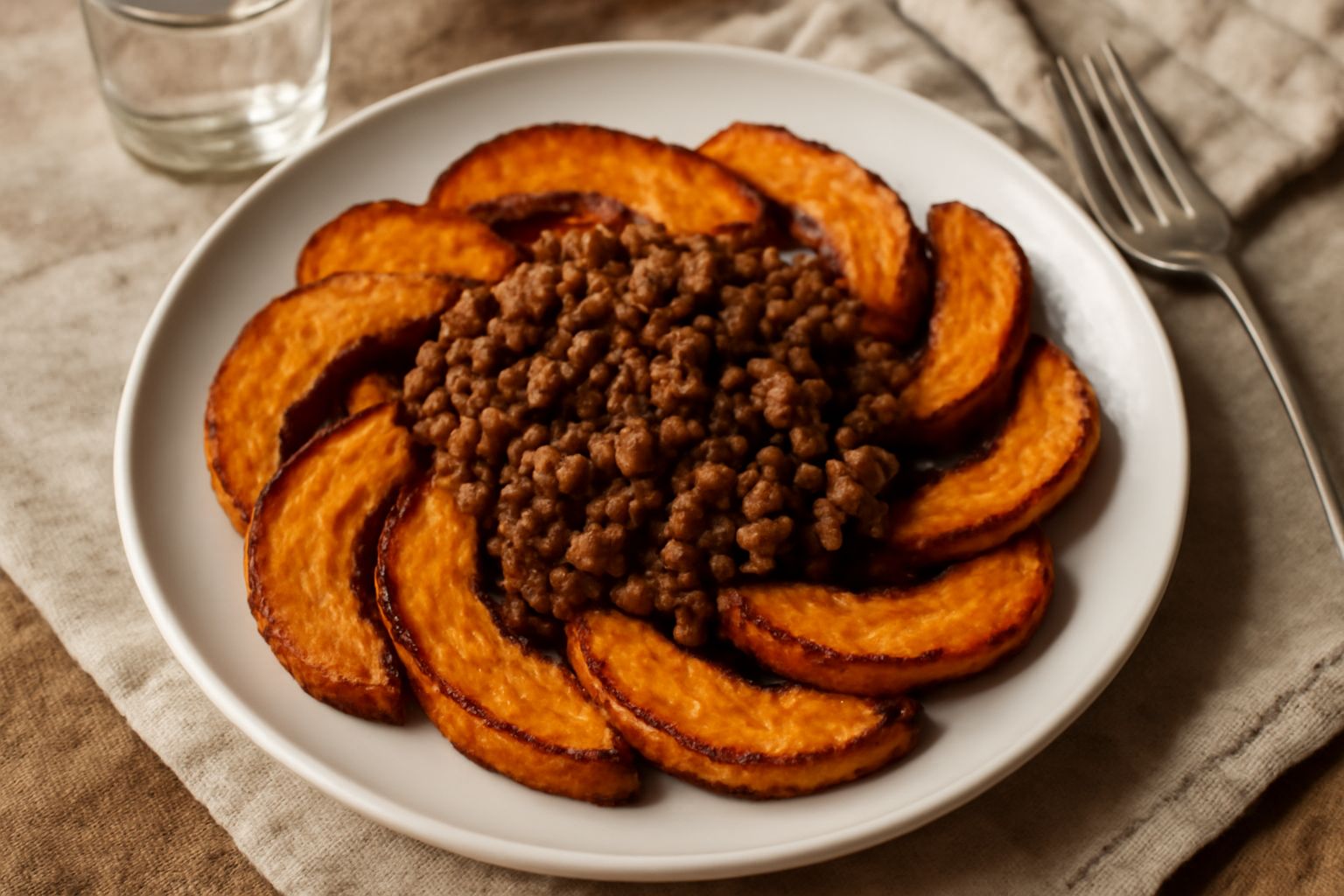 Zucca fritta con carne