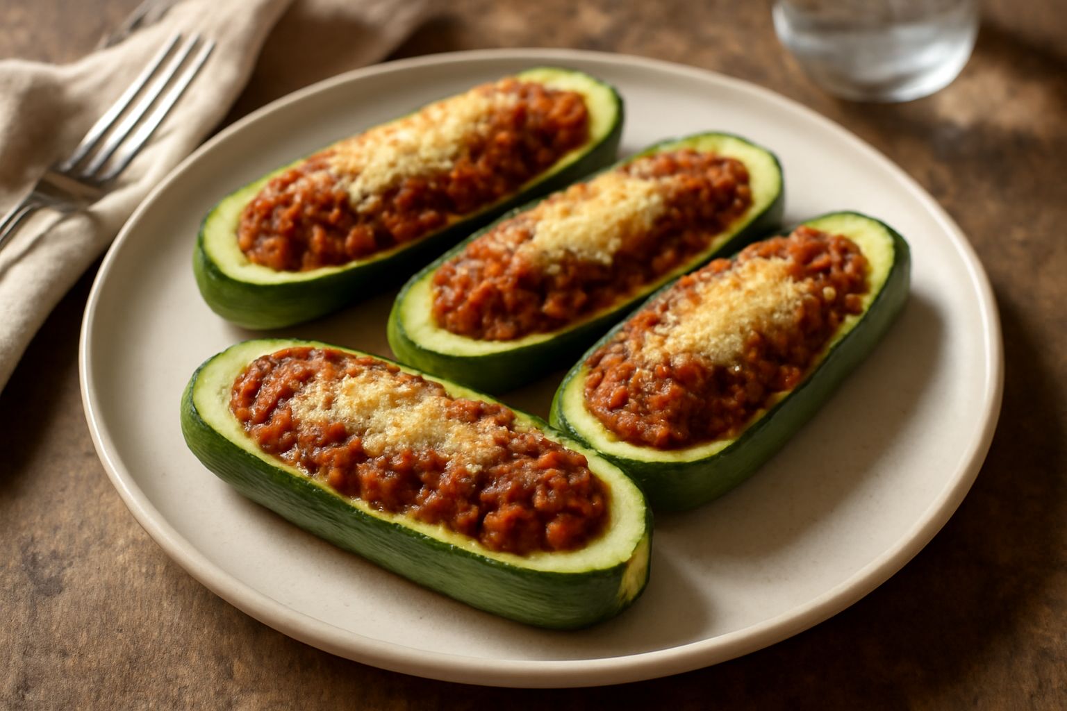 Zucchine ripiene di carne