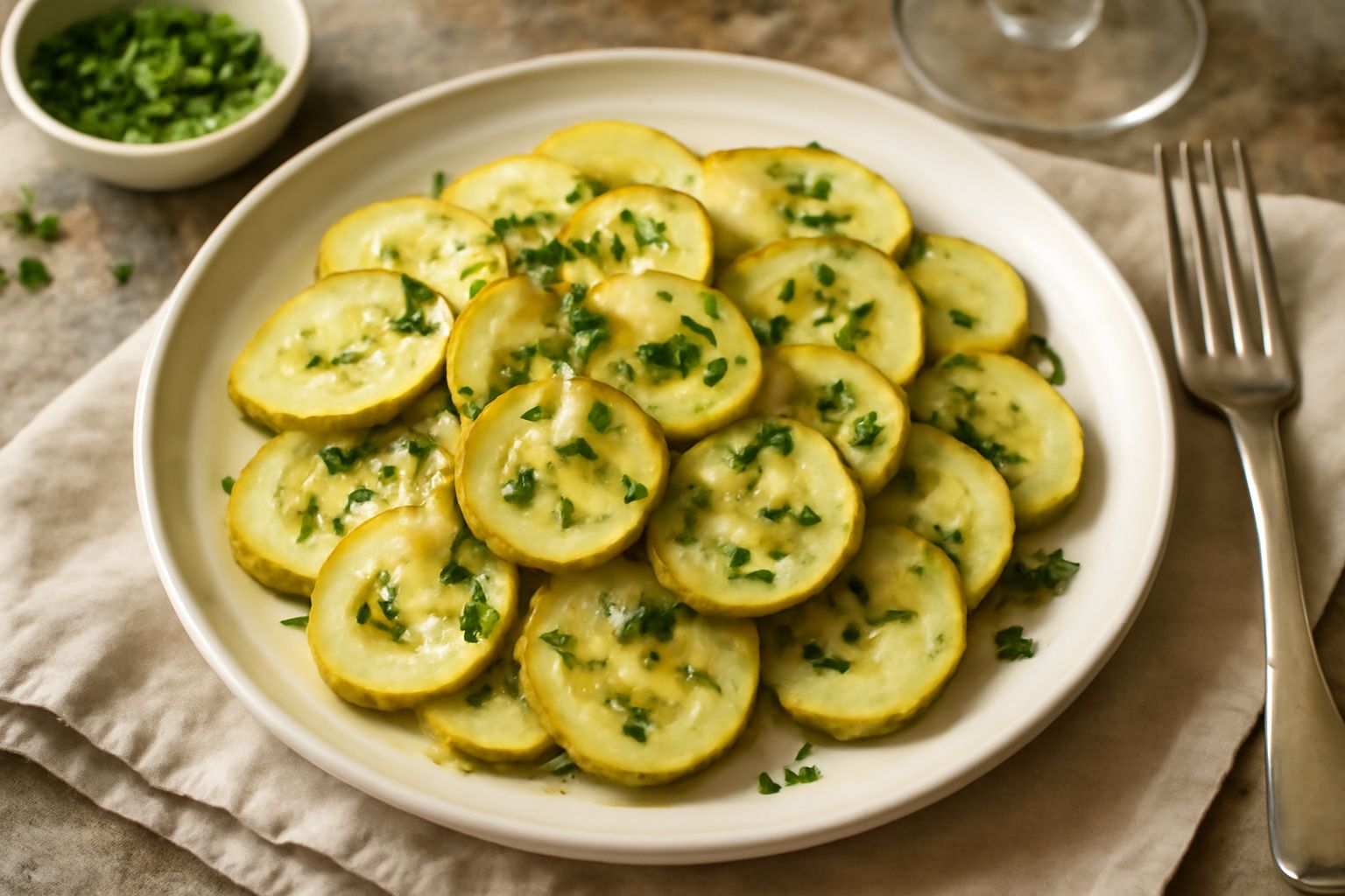 Zucchine trifolate in bianco