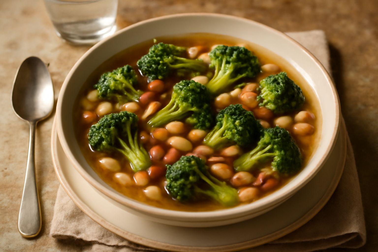 Zuppa di broccoletto e legumi