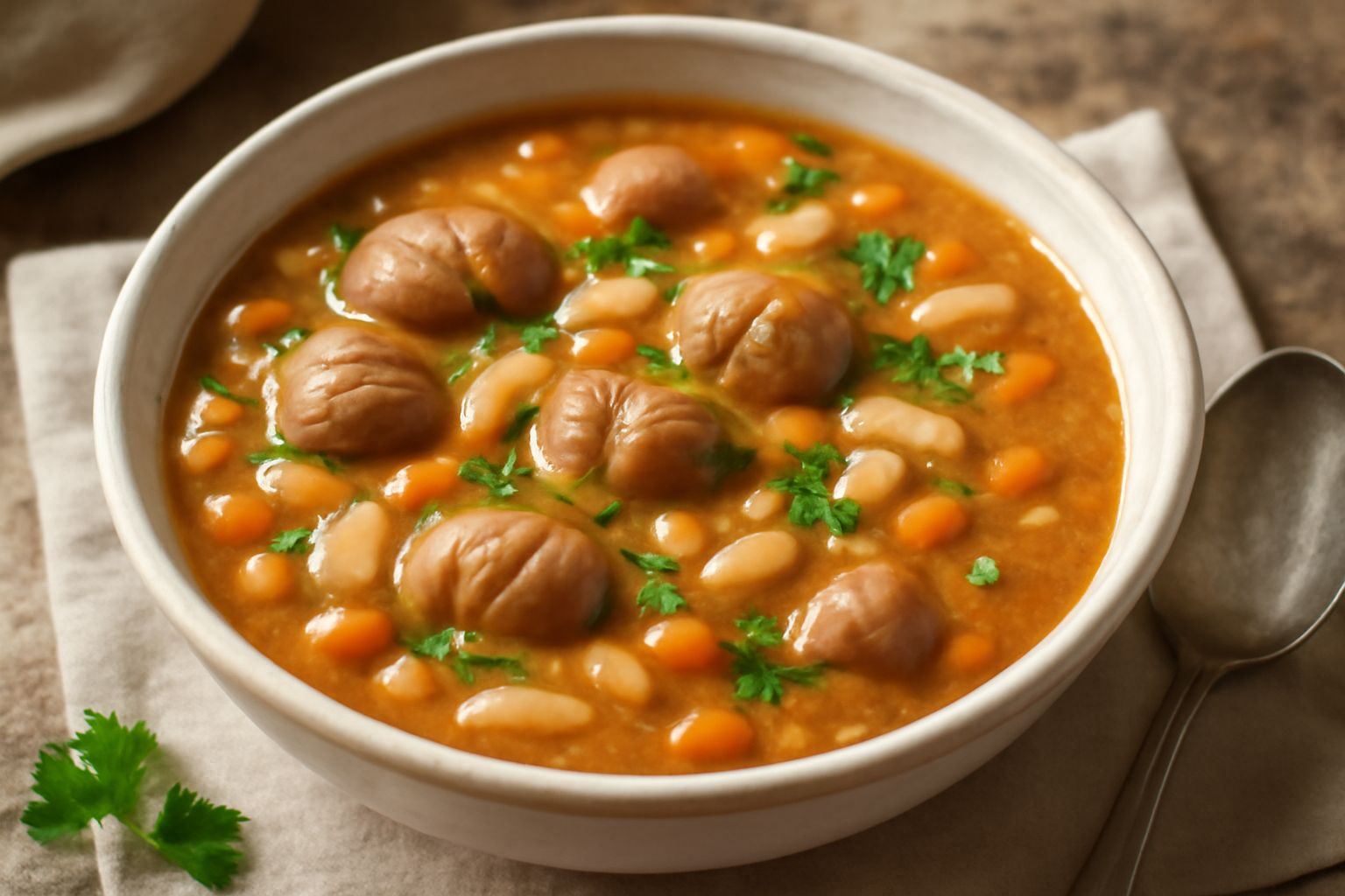 Zuppa di castagne e legumi