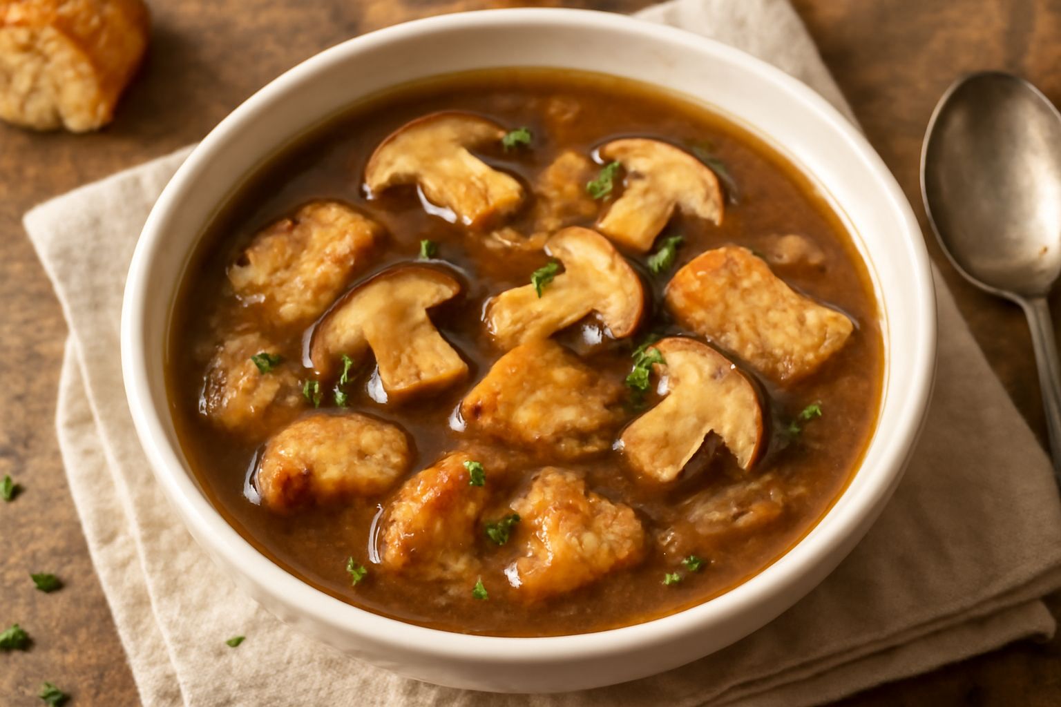 Zuppa di funghi porcini e pane