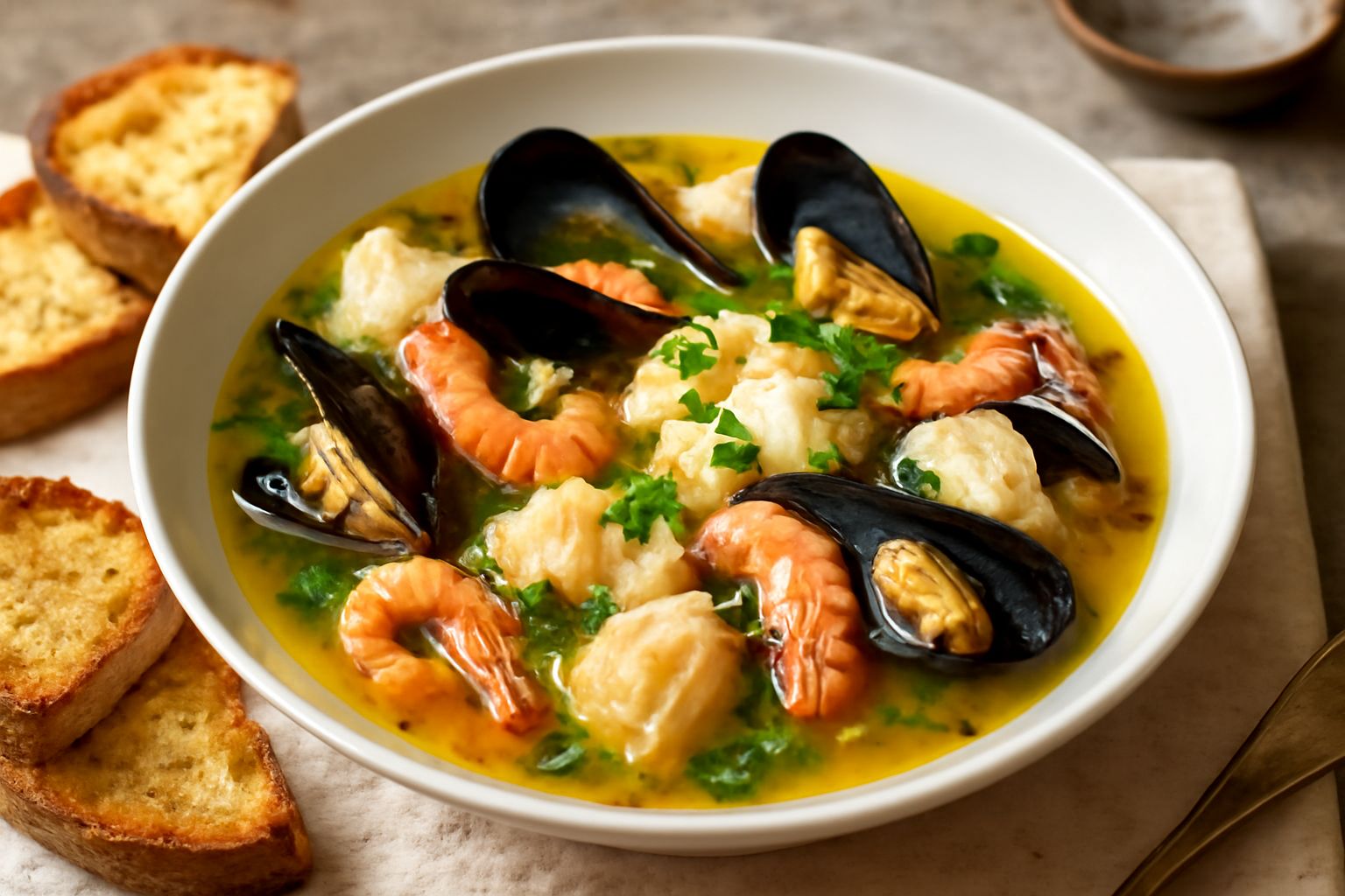 Zuppa di muscoli e pesce povero