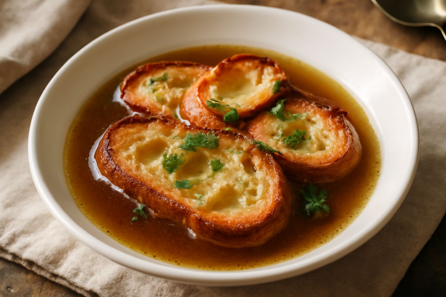 Zuppa di pane tostato e brodo