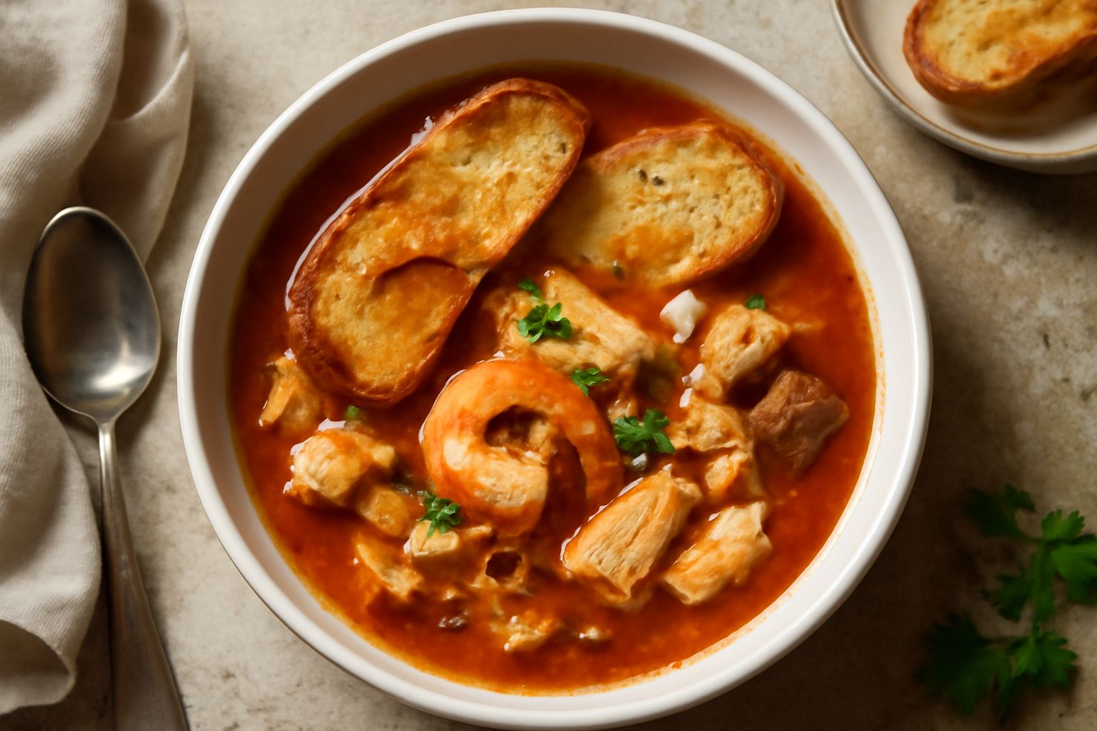 Zuppa di pesce con pane