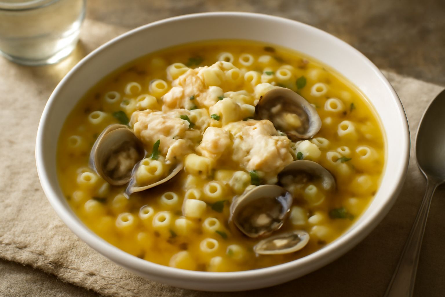 Zuppa di pesce con pasta
