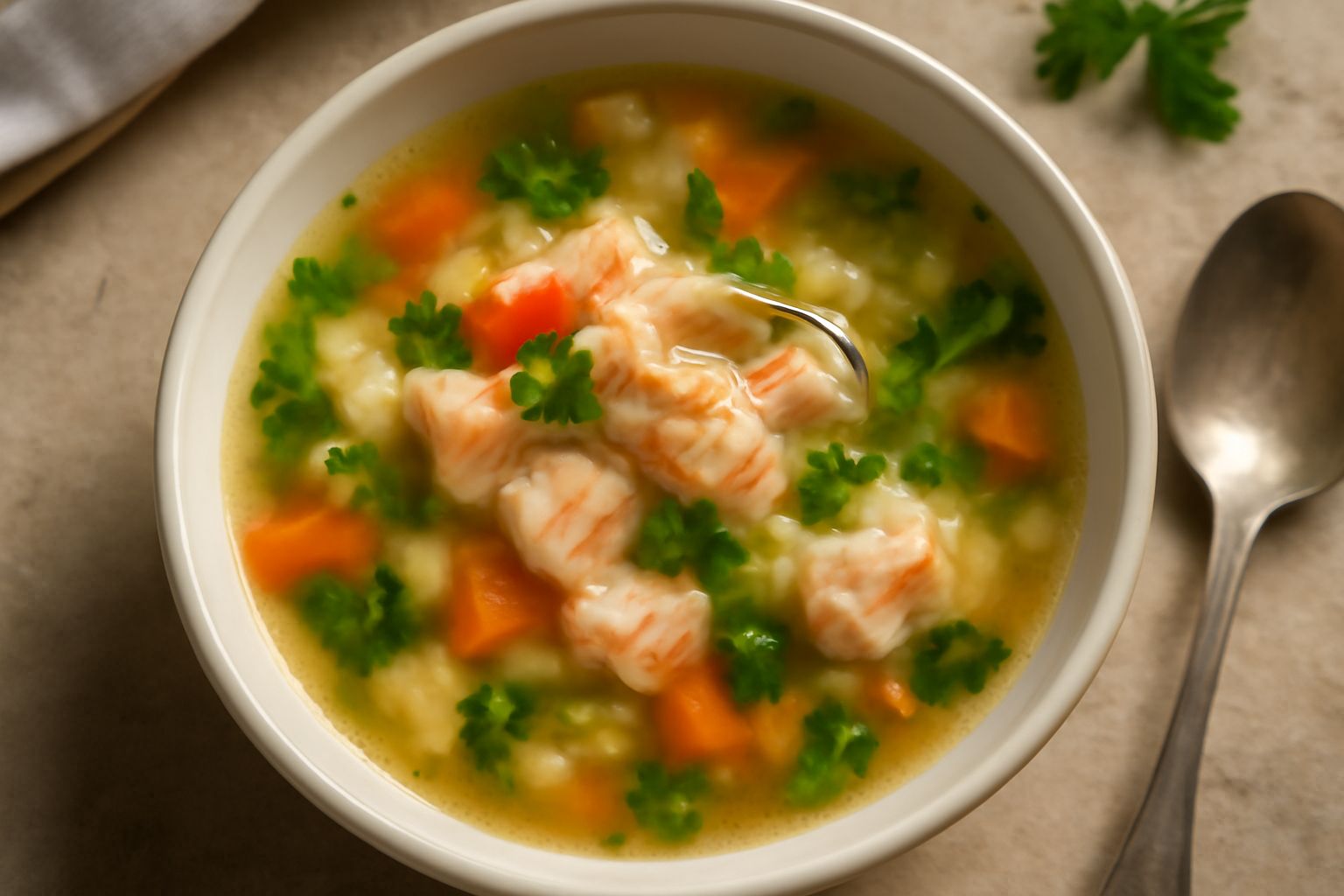 Zuppa di pesce d'acqua dolce