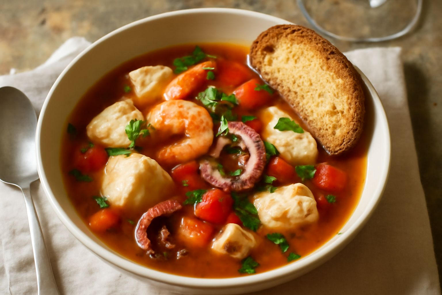Zuppa di pesce di strada