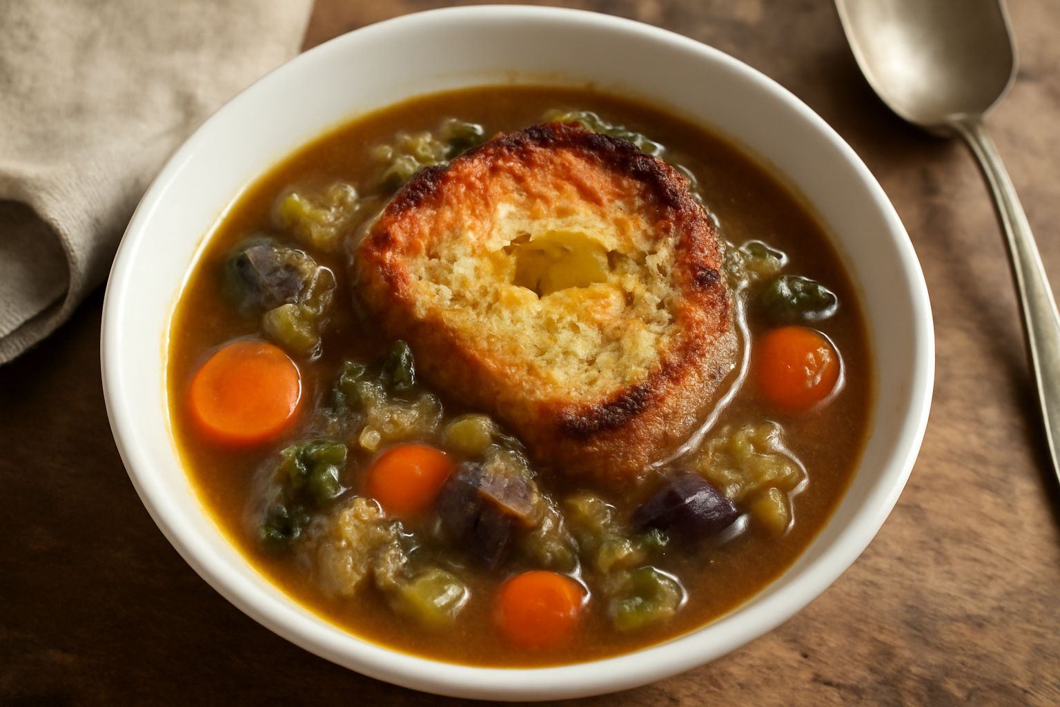 Zuppa di verdure povere e pane