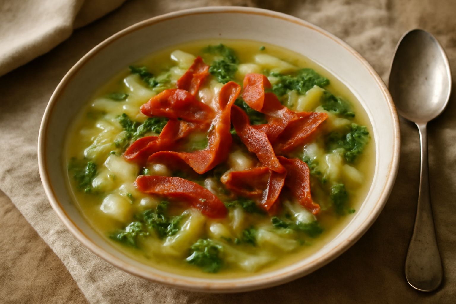 Zuppa d'indivia e speck