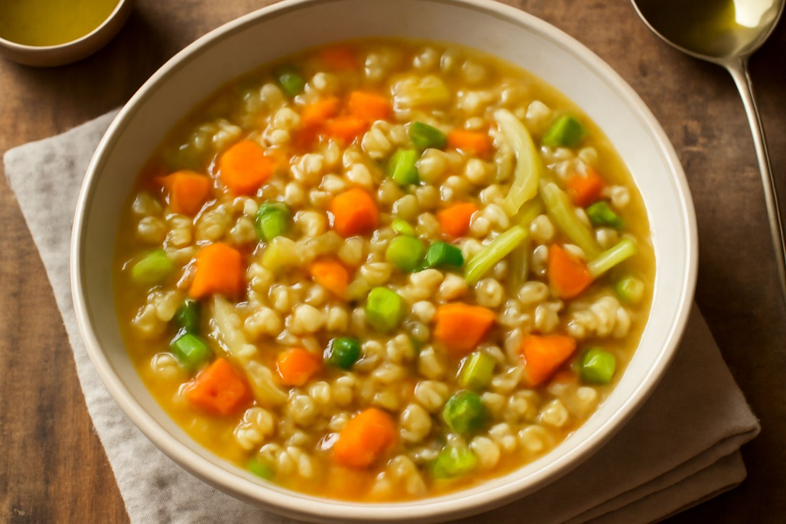 Zuppa d'orzo con verdure di stagione