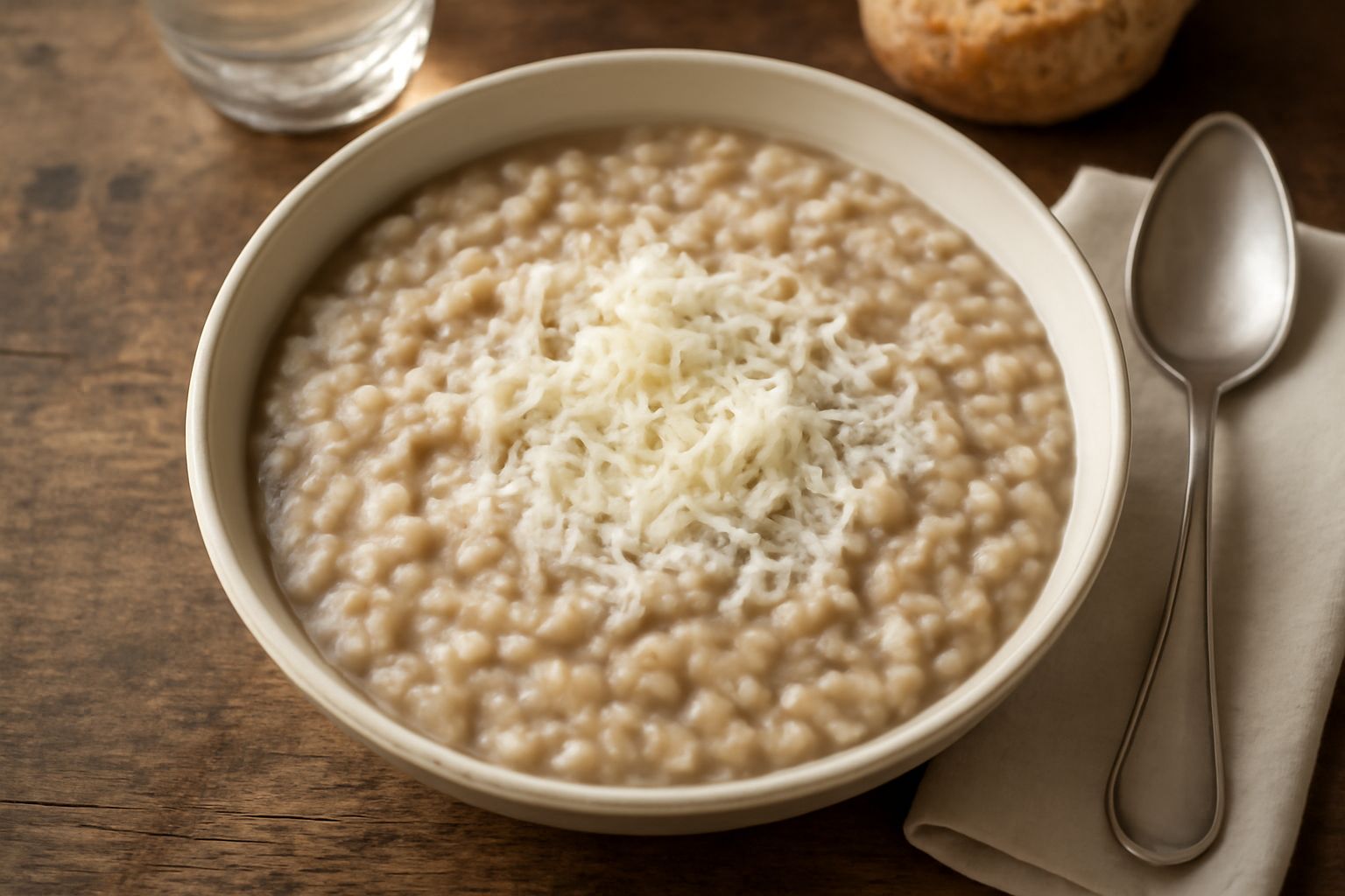 Zuppa d'orzo e formaggio