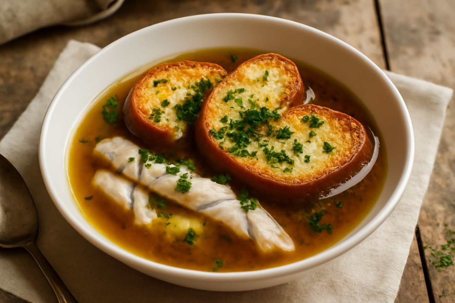 Zuppa pavese di pesce